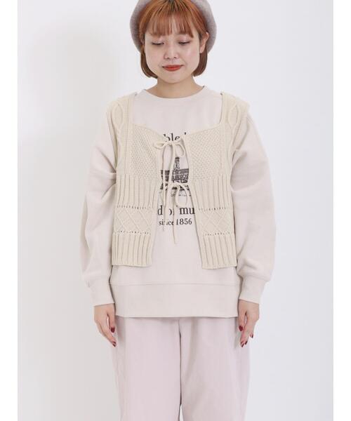 Samansa Mos2(サマンサ モスモス)の「柄編み2WAYニットビスチェ(ベスト・レディース・オフホワイト/ブラック/ベージュ・F)」の17枚目の写真