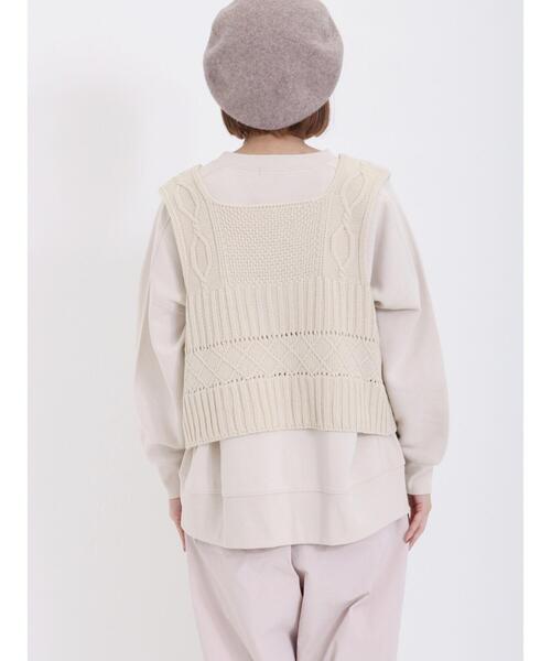 Samansa Mos2(サマンサ モスモス)の「柄編み2WAYニットビスチェ(ベスト・レディース・オフホワイト/ブラック/ベージュ・F)」の19枚目の写真