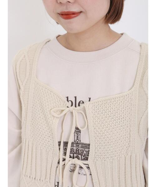 Samansa Mos2(サマンサ モスモス)の「柄編み2WAYニットビスチェ(ベスト・レディース・オフホワイト/ブラック/ベージュ・F)」の20枚目の写真