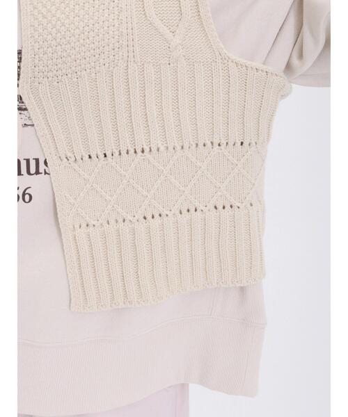 Samansa Mos2(サマンサ モスモス)の「柄編み2WAYニットビスチェ(ベスト・レディース・オフホワイト/ブラック/ベージュ・F)」の22枚目の写真
