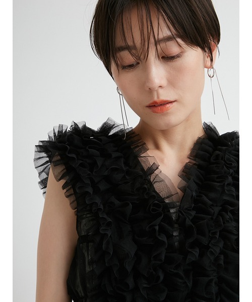 emmi atelier チュールトップス ブラック emmi（エミ）の「【emmi atelier】チュールトップス（シャツ