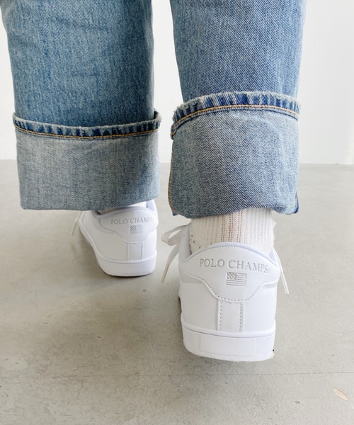 POLO CHAMPS(ポロチャンプス)の「【POLO CHAMPS/ポロチャンプス】別注 ワンポイント刺繍 ローカット コートスニーカー(スニーカー・レディース・ネイビー/グレイッシュベージュ/ライトグレー/ホワイト/グリーン・23/23.5/24/24.5/25)」の8枚目の写真