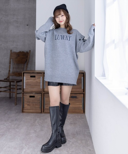 clear(クリア)の「長袖スリット刺繍オーバーサイズニットトップス≪2024SS新作≫(ニット/セーター・レディース・杢グレー/グレイッシュベージュ/アイボリー・F)」の15枚目の写真