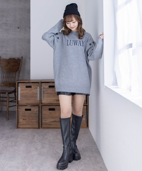 clear(クリア)の「長袖スリット刺繍オーバーサイズニットトップス≪2024SS新作≫(ニット/セーター・レディース・杢グレー/グレイッシュベージュ/アイボリー・F)」の18枚目の写真