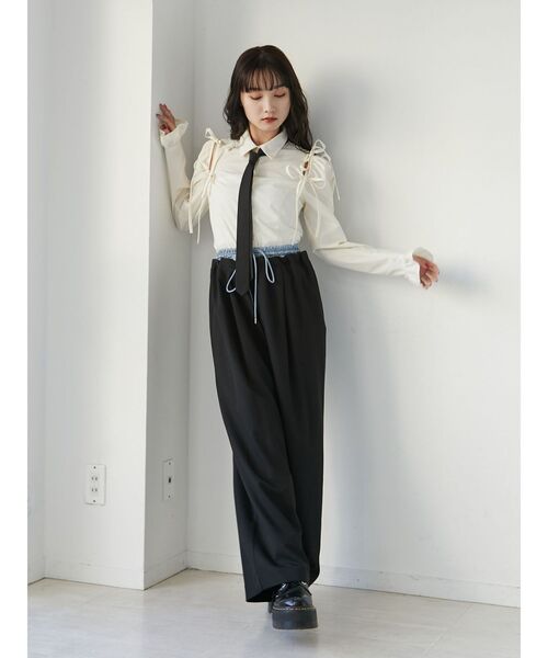 jouetie(ジュエティ)の「バイカラーダブルウエストタックパンツ(その他パンツ・レディース・ピンク/グレー/ブラック・MEDIUM)」の5枚目の写真