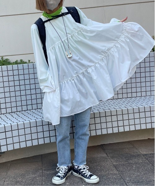 feepur by saya（フェピュールバイサヤ）の「マルチウェイティアードチュニック（シャツ/ブラウス・レディース・オフホワイト/ベージュ/ブラック・MEDIUM）」の10枚目の写真