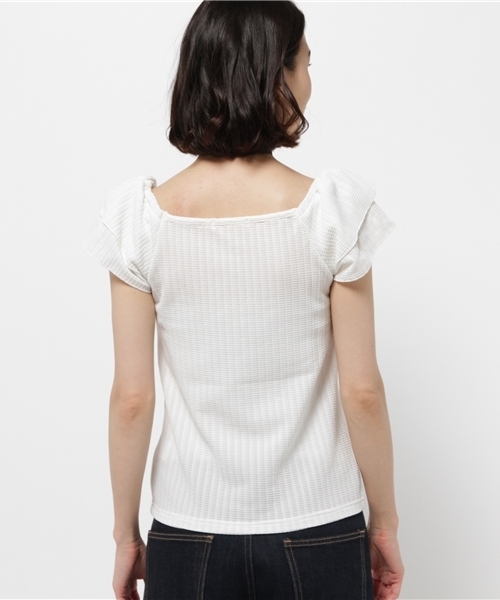 one after another NICE CLAUP（ワンアフターアナザーナイスクラップ）の「【ナイスクラップ】袖フリルプルオーバー（Tシャツ/カットソー・レディース・オフホワイト/ラベンダー/カーキ/ブラック・FREE）」の8枚目の写真