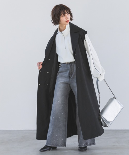 PAGEBOY（ページボーイ）の「ハーフZIPショートトラックジャケット（ジャージ・レディース・ブラック/オフホワイト/ブルー・FREE）」の8枚目の写真