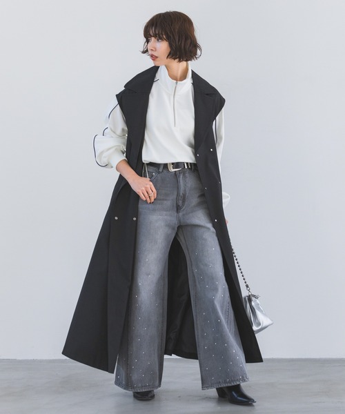 PAGEBOY（ページボーイ）の「ハーフZIPショートトラックジャケット（ジャージ・レディース・ブラック/オフホワイト/ブルー・FREE）」の9枚目の写真