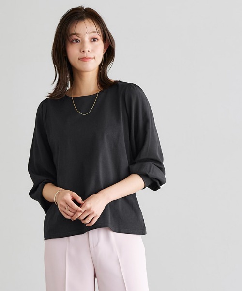 Pierrot(ピエロ)の「【イージーケア】ドッキングスリーブカットソー(Tシャツ/カットソー・レディース・ブラック/ネイビー/オフホワイト・M/L)」の21枚目の写真