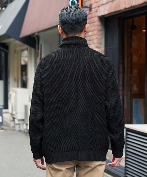 jiggys shop(ジギーズショップ)の「フィッシャーマンケーブルスタンドハーフZIPニット(ニット/セーター・メンズ・オフホワイト/ブルーグレー/ブラック・MEDIUM/LARGE)」の5枚目の写真