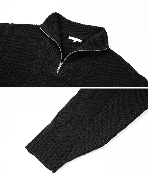jiggys shop(ジギーズショップ)の「フィッシャーマンケーブルスタンドハーフZIPニット(ニット/セーター・メンズ・オフホワイト/ブルーグレー/ブラック・MEDIUM/LARGE)」の15枚目の写真