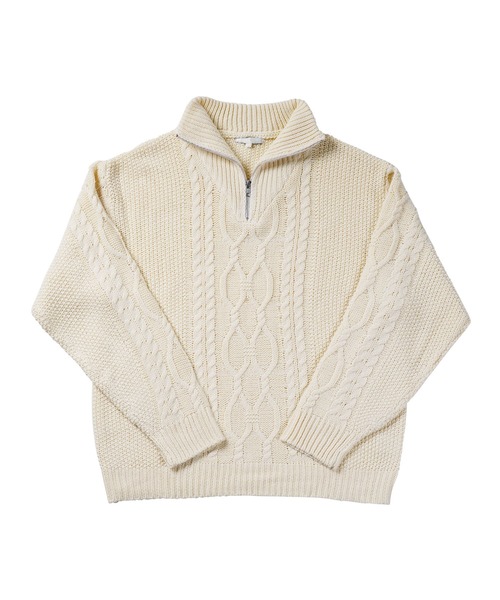 jiggys shop(ジギーズショップ)の「フィッシャーマンケーブルスタンドハーフZIPニット(ニット/セーター・メンズ・オフホワイト/ブルーグレー/ブラック・MEDIUM/LARGE)」の13枚目の写真