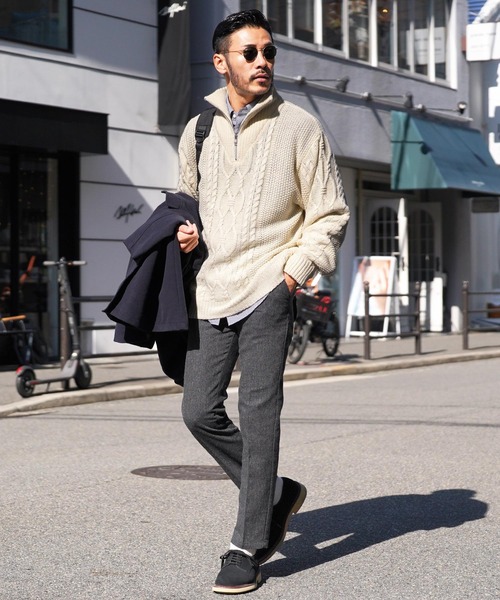 jiggys shop(ジギーズショップ)の「フィッシャーマンケーブルスタンドハーフZIPニット(ニット/セーター・メンズ・オフホワイト/ブルーグレー/ブラック・MEDIUM/LARGE)」の12枚目の写真