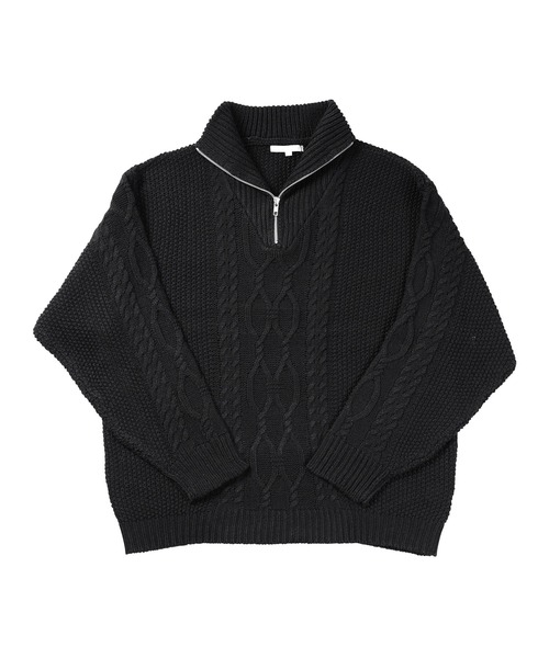 jiggys shop(ジギーズショップ)の「フィッシャーマンケーブルスタンドハーフZIPニット(ニット/セーター・メンズ・オフホワイト/ブルーグレー/ブラック・MEDIUM/LARGE)」の11枚目の写真