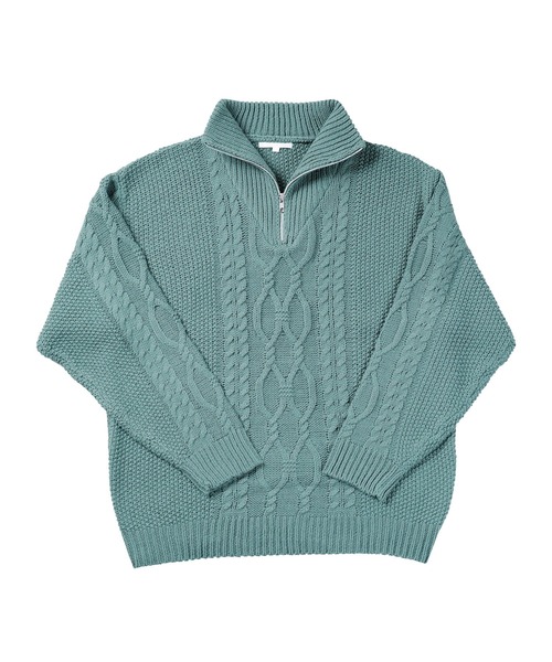 jiggys shop(ジギーズショップ)の「フィッシャーマンケーブルスタンドハーフZIPニット(ニット/セーター・メンズ・オフホワイト/ブルーグレー/ブラック・MEDIUM/LARGE)」の9枚目の写真