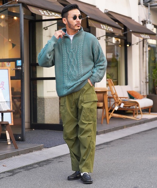 jiggys shop(ジギーズショップ)の「フィッシャーマンケーブルスタンドハーフZIPニット(ニット/セーター・メンズ・オフホワイト/ブルーグレー/ブラック・MEDIUM/LARGE)」の8枚目の写真