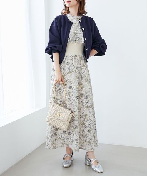 MAJESTIC LEGON（マジェスティックレゴン）の「ビジューボタンカットカーディガン（スウェット・レディース・ネイビー/ピンクベージュ/オフホワイト・MEDIUM）」の13枚目の写真