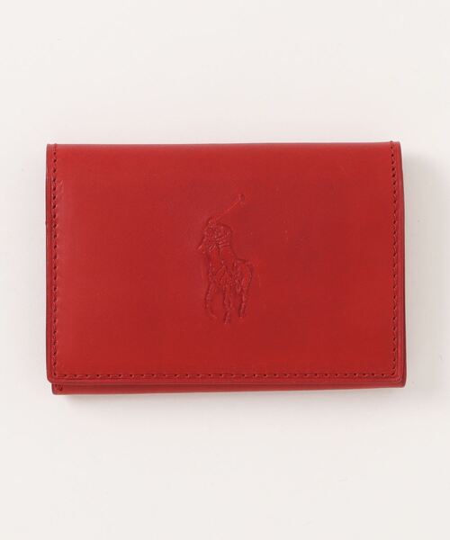 Polo Ralph Lauren 名刺入れ 黒 赤 POLO RALPH LAUREN 名刺入れ カーフレザー カードケース メンズ