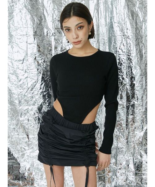 EVRIS（エヴリス）の「ドロストギャザーミニスカート（スカート・レディース・ブラック/カーキ・FREE）」の19枚目の写真