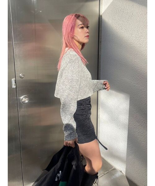 EVRIS（エヴリス）の「ドロストギャザーミニスカート（スカート・レディース・ブラック/カーキ・FREE）」の4枚目の写真