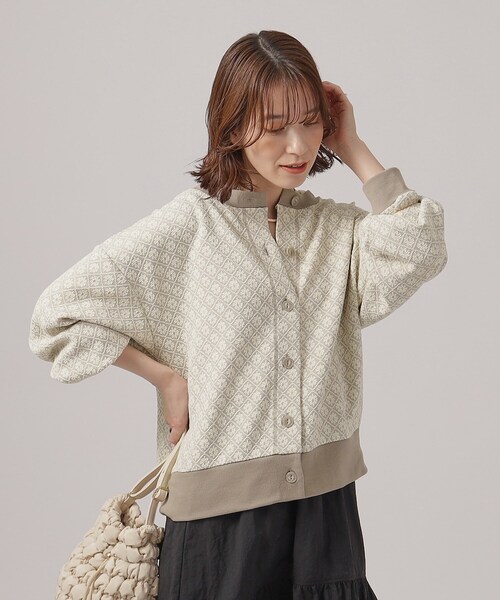 Cutie Blonde（キューティーブロンド）の「◆【前後2WAY】花柄ジャカードカーディガン（カーディガン/ボレロ・レディース・ピンク系9/ネイビー系5/グレー系4・04/03/02）」の12枚目の写真