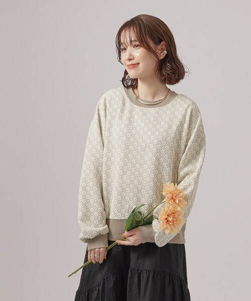 Cutie Blonde（キューティーブロンド）の「◆【前後2WAY】花柄ジャカードカーディガン（カーディガン/ボレロ・レディース・ピンク系9/ネイビー系5/グレー系4・04/03/02）」の14枚目の写真