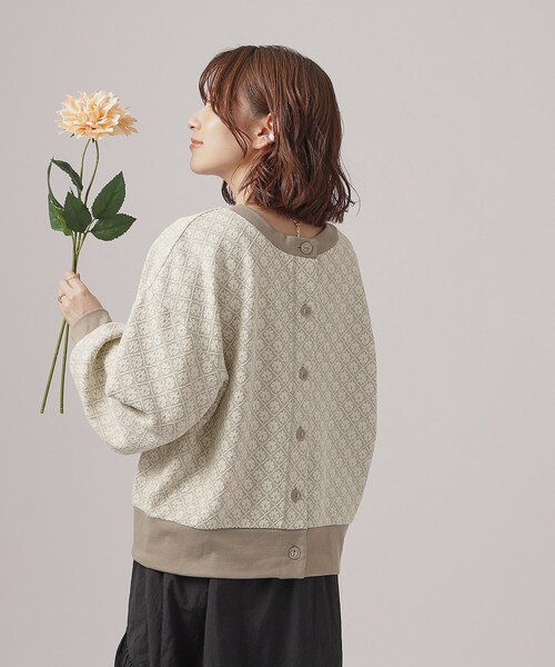 Cutie Blonde（キューティーブロンド）の「◆【前後2WAY】花柄ジャカードカーディガン（カーディガン/ボレロ・レディース・ピンク系9/ネイビー系5/グレー系4・04/03/02）」の15枚目の写真