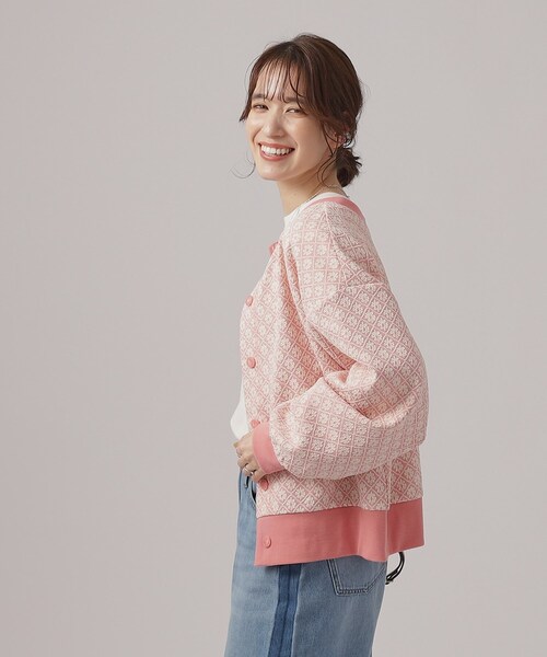 Cutie Blonde（キューティーブロンド）の「◆【前後2WAY】花柄ジャカードカーディガン（カーディガン/ボレロ・レディース・ピンク系9/ネイビー系5/グレー系4・04/03/02）」の20枚目の写真