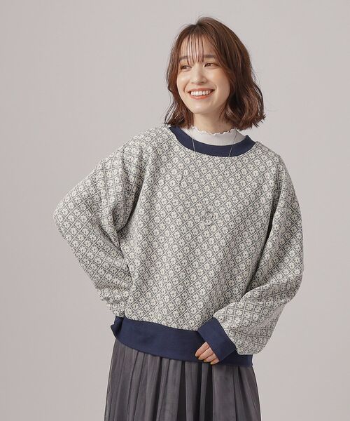 Cutie Blonde（キューティーブロンド）の「◆【前後2WAY】花柄ジャカードカーディガン（カーディガン/ボレロ・レディース・ピンク系9/ネイビー系5/グレー系4・04/03/02）」の6枚目の写真