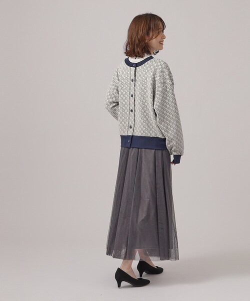 Cutie Blonde（キューティーブロンド）の「◆【前後2WAY】花柄ジャカードカーディガン（カーディガン/ボレロ・レディース・ピンク系9/ネイビー系5/グレー系4・04/03/02）」の8枚目の写真