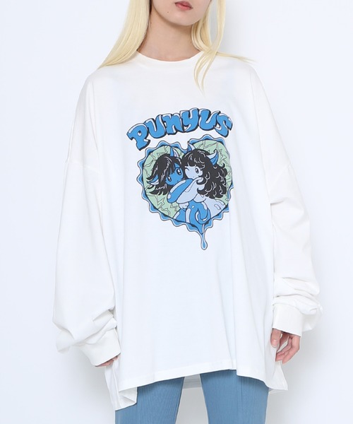 PUNYUS(プニュズ)の「GirlsプリントビッグロンT(Tシャツ/カットソー・レディース・ホワイト・3/4)」の2枚目の写真