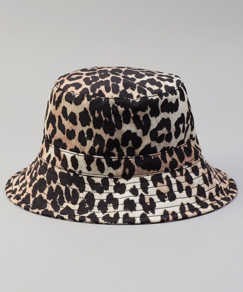 GANNI（ガニー）の「GANNI/ガニー RECYCLED TECH BUCKET HAT / A4735_099 / A4472_943 / バケットハット（ハット・レディース・ブラック/レオパード・SMALL）」の4枚目の写真