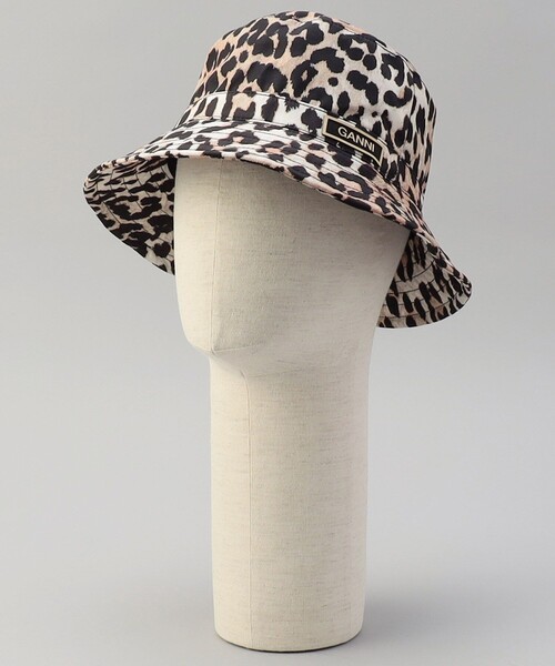 GANNI（ガニー）の「GANNI/ガニー RECYCLED TECH BUCKET HAT / A4735_099 / A4472_943 / バケットハット（ハット・レディース・ブラック/レオパード・SMALL）」の9枚目の写真