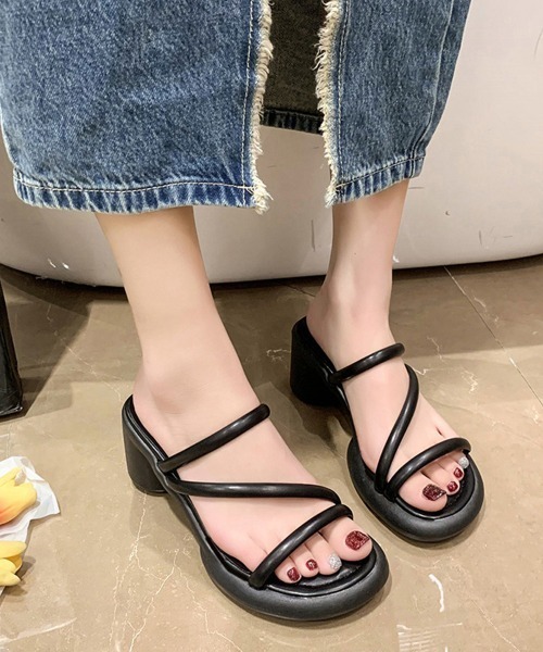 Miniministore(ミニミニストア)の「ミュールサンダル ヒールサンダル 韓国夏(サンダル・レディース・ブラック/キャメル/クリーム/アイボリー・24.5cm/22.5cm/23.0cm/23.5cm/24.0cm/25.0cm)」の19枚目の写真