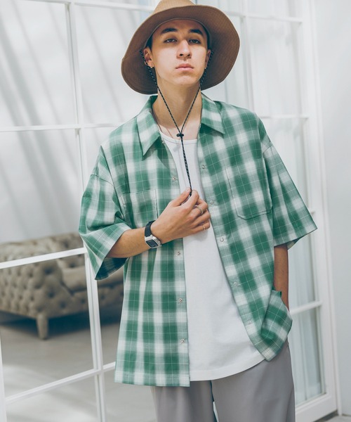 RAGEBLUE(レイジブルー)の「OMBRE CHECK BIG SHIRTS / オンブレチェック/ルーズシャツ(シャツ/ブラウス・メンズ・グリーン/ブラック/イエロー/ブルー・MEDIUM/LARGE)」の13枚目の写真
