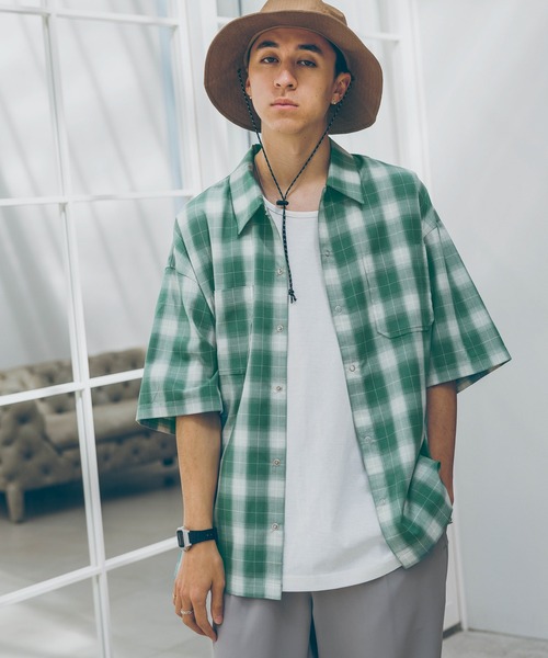 RAGEBLUE(レイジブルー)の「OMBRE CHECK BIG SHIRTS / オンブレチェック/ルーズシャツ(シャツ/ブラウス・メンズ・グリーン/ブラック/イエロー/ブルー・MEDIUM/LARGE)」の14枚目の写真