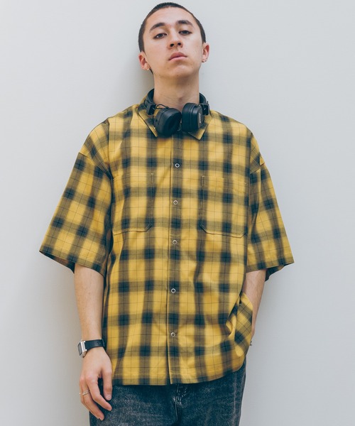 RAGEBLUE(レイジブルー)の「OMBRE CHECK BIG SHIRTS / オンブレチェック/ルーズシャツ(シャツ/ブラウス・メンズ・グリーン/ブラック/イエロー/ブルー・MEDIUM/LARGE)」の7枚目の写真