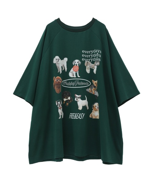 Candy Stripper(キャンディストリッパー)の「HAPPY FRIENDS OVER SIZE RAGLAN トップス(Tシャツ/カットソー・レディース・ライトベージュ/グリーン/ブラック・2)」の17枚目の写真