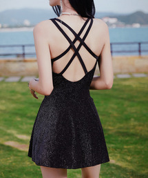 TeddyShop（テディショップ）の「レディース水着 ウエスト＆バッククロスラメワンピ風オールインワンスイムウェア [大きいサイズ有]（水着・レディース）」