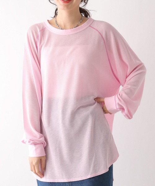 LEPSIM（レプシィム）の「シアーワッフルチュニック　108070（Tシャツ/カットソー・レディース・オフホワイト/ライトピンク/ブラック/イエロー/ブルー・FREE）」の5枚目の写真