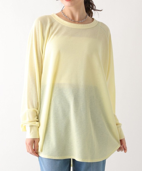 LEPSIM（レプシィム）の「シアーワッフルチュニック　108070（Tシャツ/カットソー・レディース・オフホワイト/ライトピンク/ブラック/イエロー/ブルー・FREE）」の4枚目の写真