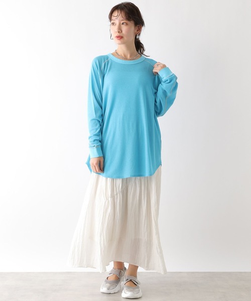 LEPSIM（レプシィム）の「シアーワッフルチュニック　108070（Tシャツ/カットソー・レディース・オフホワイト/ライトピンク/ブラック/イエロー/ブルー・FREE）」の18枚目の写真