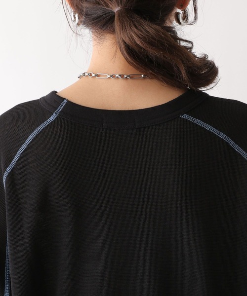 LEPSIM（レプシィム）の「シアーワッフルチュニック　108070（Tシャツ/カットソー・レディース・オフホワイト/ライトピンク/ブラック/イエロー/ブルー・FREE）」の11枚目の写真