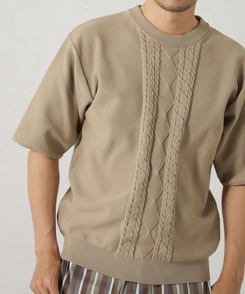 FOUND GOOD(ファウンドグッド)の「ポリガラニットソーTシャツ(ニット/セーター・メンズ・ネイビー/ベージュ/グリーン系4・S/XL/M/L)」の2枚目の写真