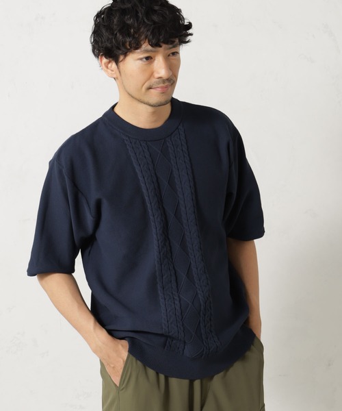 FOUND GOOD(ファウンドグッド)の「ポリガラニットソーTシャツ(ニット/セーター・メンズ・ネイビー/ベージュ/グリーン系4・S/XL/M/L)」の3枚目の写真