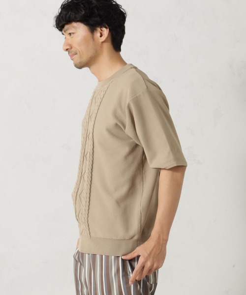 FOUND GOOD(ファウンドグッド)の「ポリガラニットソーTシャツ(ニット/セーター・メンズ・ネイビー/ベージュ/グリーン系4・S/XL/M/L)」の6枚目の写真