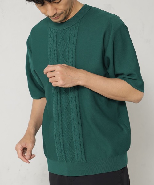 FOUND GOOD(ファウンドグッド)の「ポリガラニットソーTシャツ(ニット/セーター・メンズ・ネイビー/ベージュ/グリーン系4・S/XL/M/L)」の11枚目の写真