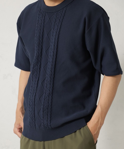 FOUND GOOD(ファウンドグッド)の「ポリガラニットソーTシャツ(ニット/セーター・メンズ・ネイビー/ベージュ/グリーン系4・S/XL/M/L)」の15枚目の写真