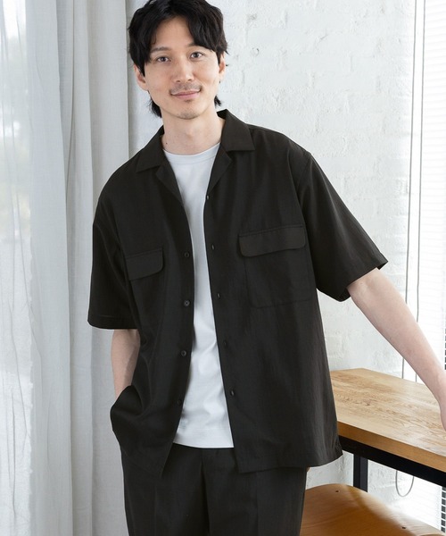 GLOBAL WORK（グローバルワーク）の「爽快DRYタッチシャツ/986842（シャツ/ブラウス・メンズ・ネイビー/アイボリー/ネイビー系7/ブラック/グリーン/スミクロ・MEDIUM/LARGE/X-LARGE/SMALL）」の18枚目の写真